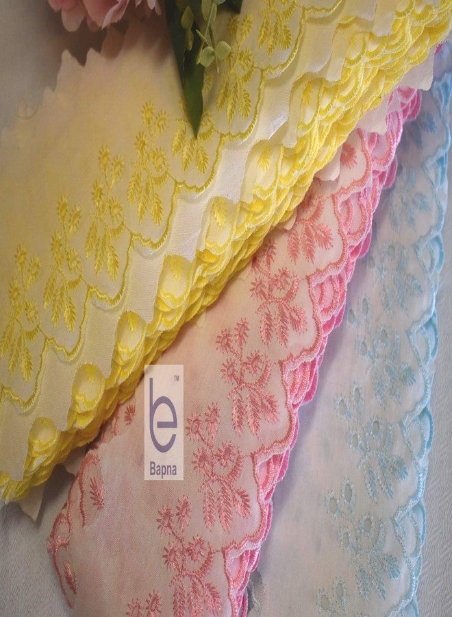 Bapna 5 Meters Cotton Embroidery Lace for Sewing Saree Dress Ribbon for Decor Bed Linens (Pink) - Image 5
